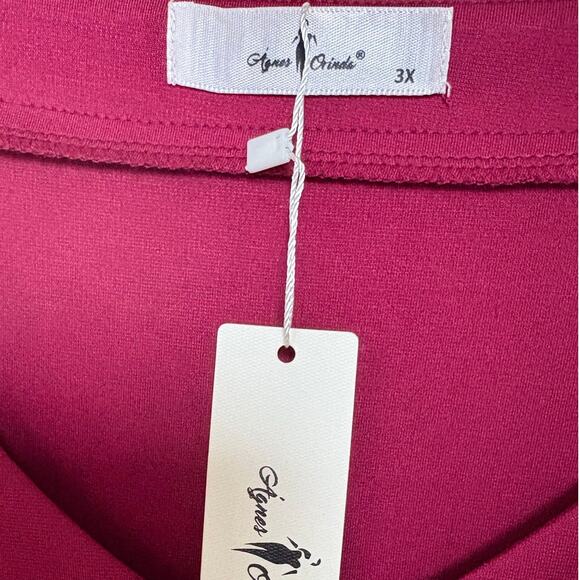 Peplum Style Burgundy Belted Knot Tie Top Agnes Orinda Women's Plus Size 3X - Picture 6 of 8